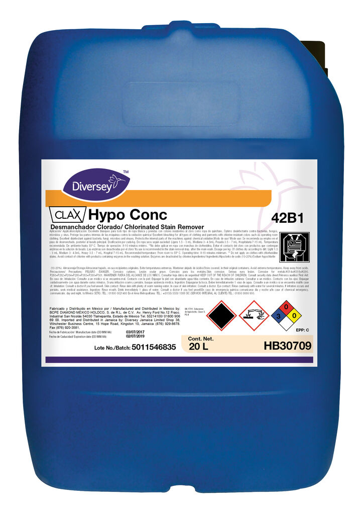 CLAX HYPO CONC. 42B1 20L - Desmanchador clorado